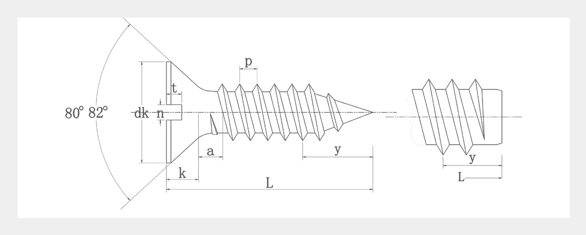Slotted Countersunk Flat Head Screw-AYA Fasteners-2D